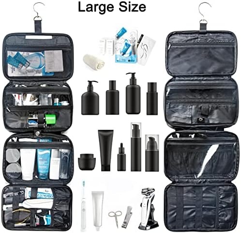 BAGSPRITE Hanging Water-resistant Toiletry Travel Bag for Men, Extra Large Cosmetic and Bathroom Shaving Bag, Makeup Case for Travel Accessories, Toiletries Organizer Kit Shaving Accessories 2 BAGSPRITE Hanging Water-resistant Toiletry Travel Bag for Men, Extra Large Cosmetic and Bathroom Shaving Bag, Makeup Case for Travel Accessories, Toiletries Organizer Kit Shaving Accessories