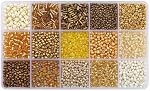 Mix 15 Color Glass Seed Beads Tube Beads Glass Bugle Beads Loose Kit for Jewelry Making DIY Craft Beading (Mix 15 Color, Gold) | 2/3/4mm Embroidery Beads for DIY Bracelet Necklace Kit