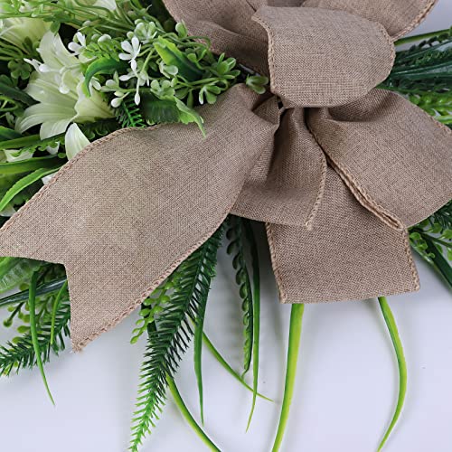 Lily Swag For Front Door, Floral Large Spring Summer Door Swag Wreath, White Lilies Bow Wreath Decor, Welcome Wreath For Home Porch Farmhouse #TOP6