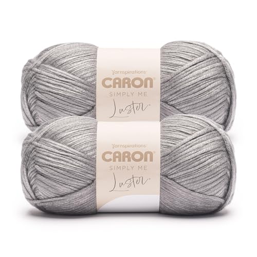 Image of Caron Simply Me Luster Yarn for Crocheting Soft, Pewter, 2-Pack | #4 Worsted Yarn, 65% Nylon & 35% Acrylic, Lustrous Blend Yarn for Crocheting, Knitting & Garments, 360yds, 170g /6oz per skein