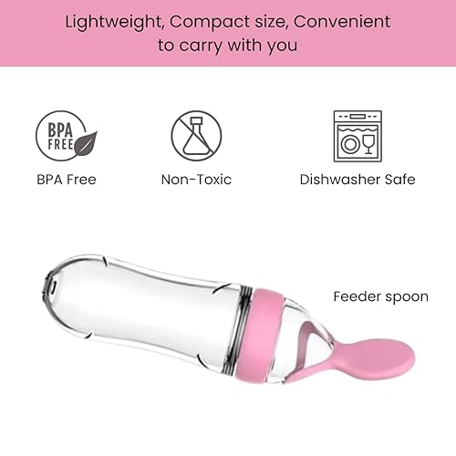 Miniatura 4 de Juego de alimentador y chupete de silicona para bebés de 9 piezas, incluye 2 chupetes, 1 cuchara de alimentación, 6 repuestos (3 tamaños), color rosa