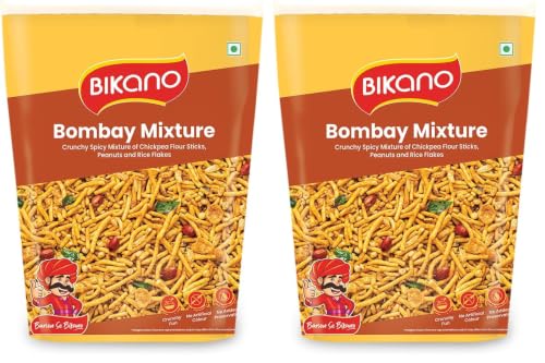 Image of Bikano Bombay Mixture | Spicy & Tangy Indian Namkeen Snack | Crunchy Blend of Sev, Peanuts & Spices | Tea-Time Snack - 800g (Pack of 2)