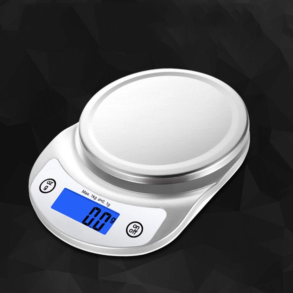 Balanza de Cocina electrónica de 0,1 g / 1 kg, Acero Inoxidable, Pantalla LCD pequeña, balanza para Pesar Alimentos Secos y húmedos.,
