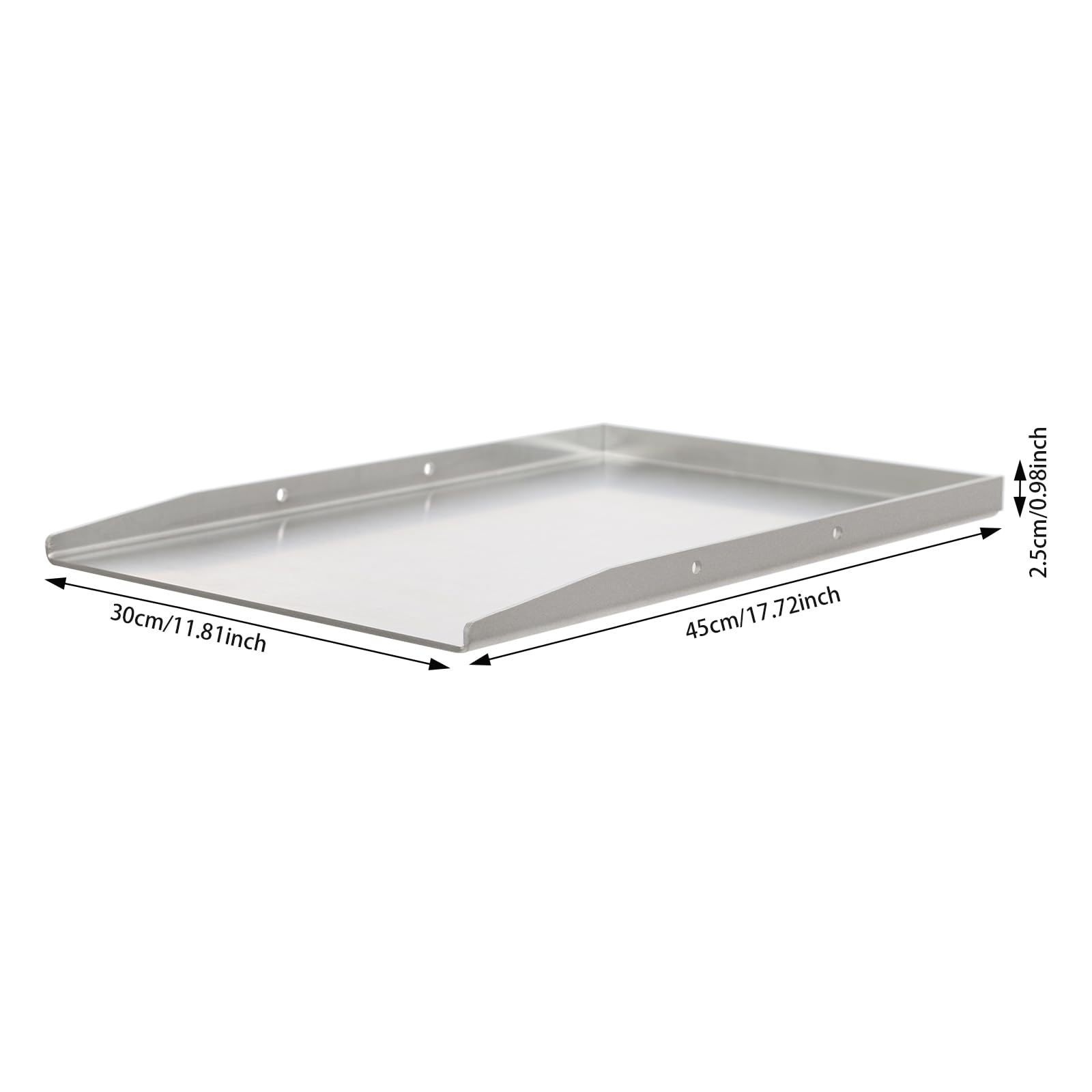 Plancha de acero inoxidable para barbacoa de gas y camping con asas para carne, pescado y verduras (plata, 45 x 30 cm)