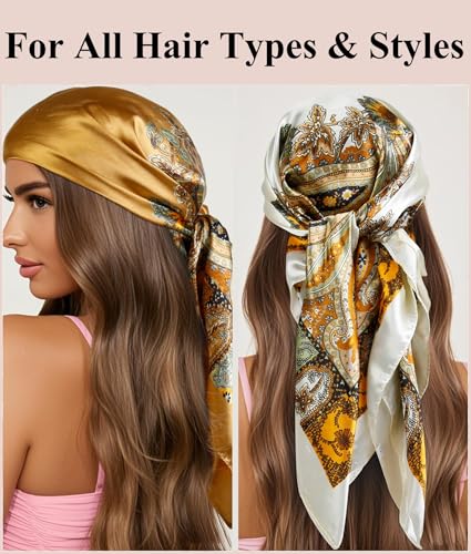 AKTVSHOW Head Scarf for Women Like Silk Square Hair Scarves, Scarf Bandanas for Women 35 Inches2