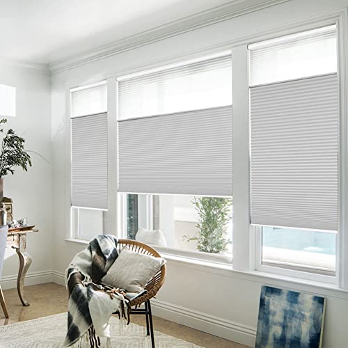 Zshine Manual Cordless Day and Night Cellular Shades Full Blackout Fabric Window Shades for Home, Office, Hotel, Club, Restaurant Custom Made Size (Wh