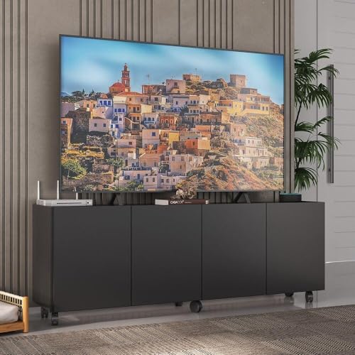 Rack para Tv até 50 Polegadas com 4 Portas e Rodízios Multimóveis Mp1069 Preto