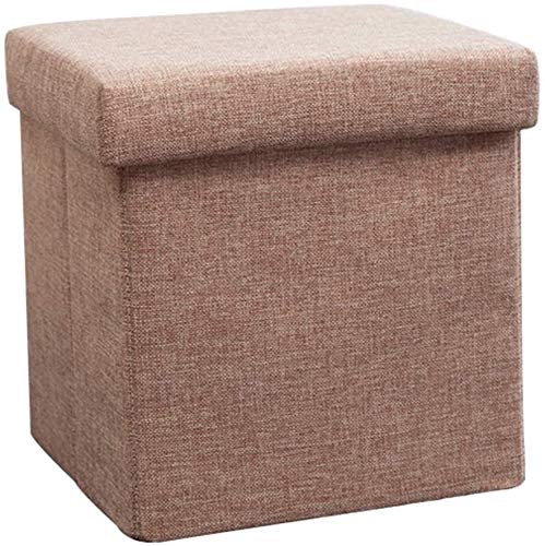 Pouf coffre pliable marron avec grand volume de rangement