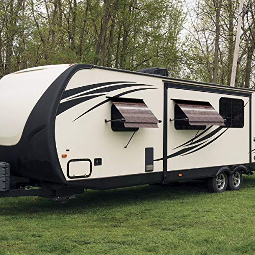 Carefree IF0608A62/ICJV01 Sierra Brown Dune Stripe 6' RV SL Standard Vinyl Window Awning, Black Arms-Choose Options by CAREFREE - Used condition - Image 4