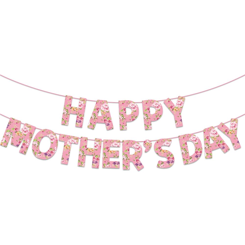 Jazuaiao Cheerful Mother ’ s Day Bunting Mothers Day Bunting to Celebrate Moms Home Party Decoration Cheerful Decoration
