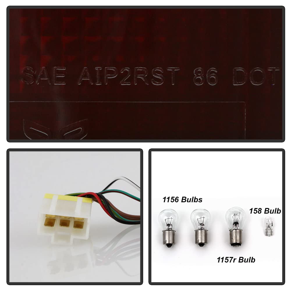 ACANII - For 1986-1997 Nissan D21 Hardbody Pickup Red Smoked Tail Lights Brake Lamps wBulbHarness Assembly LeftRight product thumbnail 6