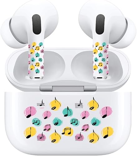Colorida calcomanía musical bonitas calcomanías estéticas compatibles con funda AirPod y AirPods Pro 2 - Skin de notas musicales y calcomanías para