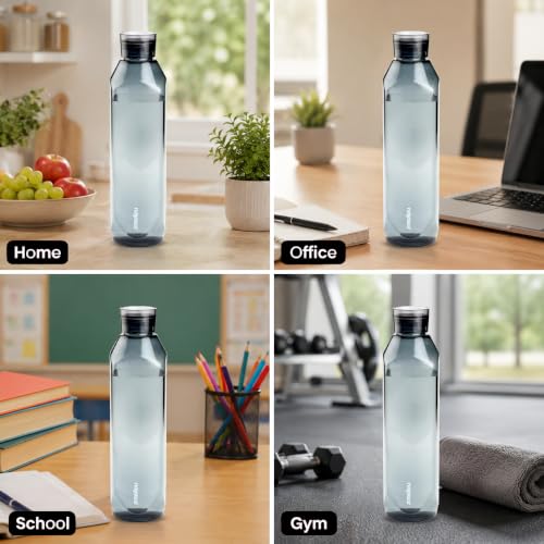 Image of Nayasa Space Plastic Water Bottle 1150 ml | Set of 5 | BPA-Free Fridge Bottle for Home, Office, School, Gym | Leak-Proof & Durable | Grey