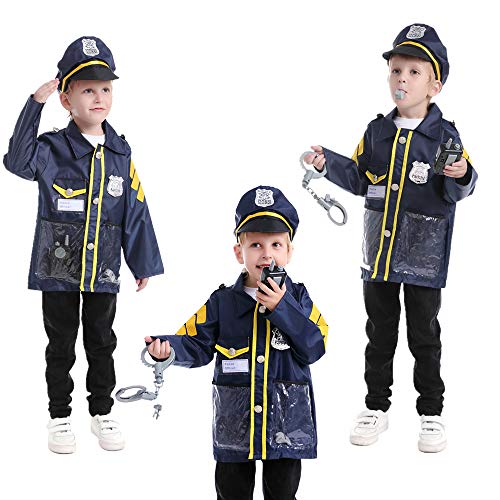 TOPTIE 4 Sets Kids' Role Play Costume Doctor Surgeon Police Officer Fire Chief Dress up Sets for Kids
