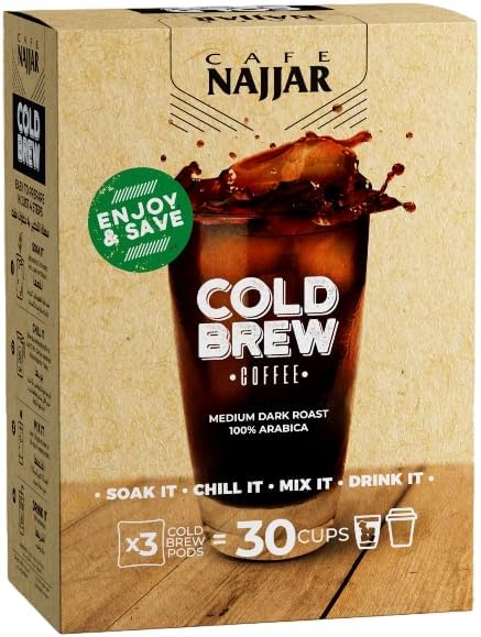 Najjar Cold Brew Medium Dark Roast Coffee Pods 85g, Pack of 3