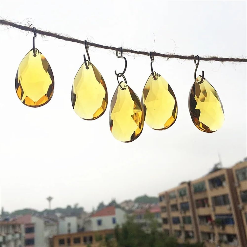 Sonnenfänger für den Garten 100 Stück goldgelbe K9-Kristallprismen-Anhänger for Kronleuchter, Teile, Hängetropfen, 38 mm Handgefertigte Anhängerketten