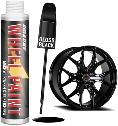 Gloss Black Rim Touch Up Paint, Rim Paint for Curb Rash, Wheel Scratch Repair Kit for Enamel, Alloy, Metal, Universal Black Automotive Touch Up Paint Pen (1 fl oz)