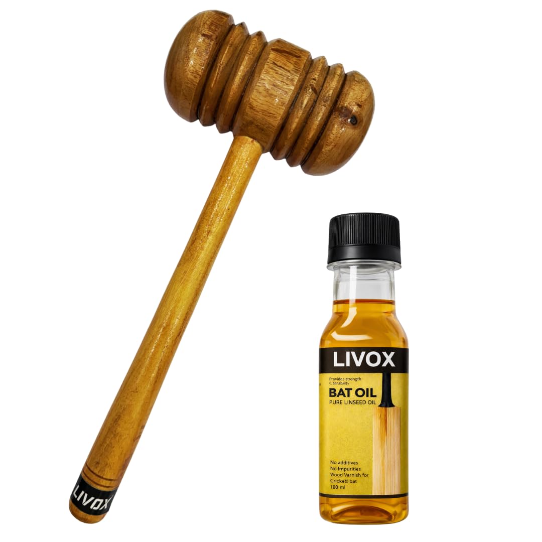 LIVOX Cricket Bat Hammer with Bat Oil 100ml | Pure Linseed Oil for Bat Care