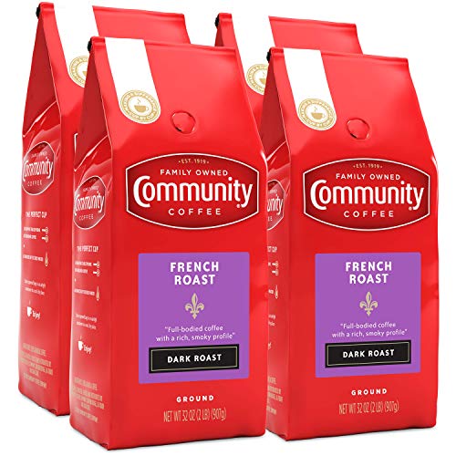 Image of Community Coffee French Roast, 128 Ounces Ground Coffee, Extra Dark Roast, 32 Ounce Bag (Pack of 4)