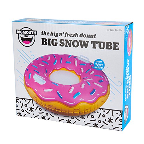 BigMouth Inc. Donut Snow Tube - 3 ft. Wide Inflatable Snow Tube with Easy Grip Handles, Made of Durable Vinyl with Welded Seams - Makes a Great Gift