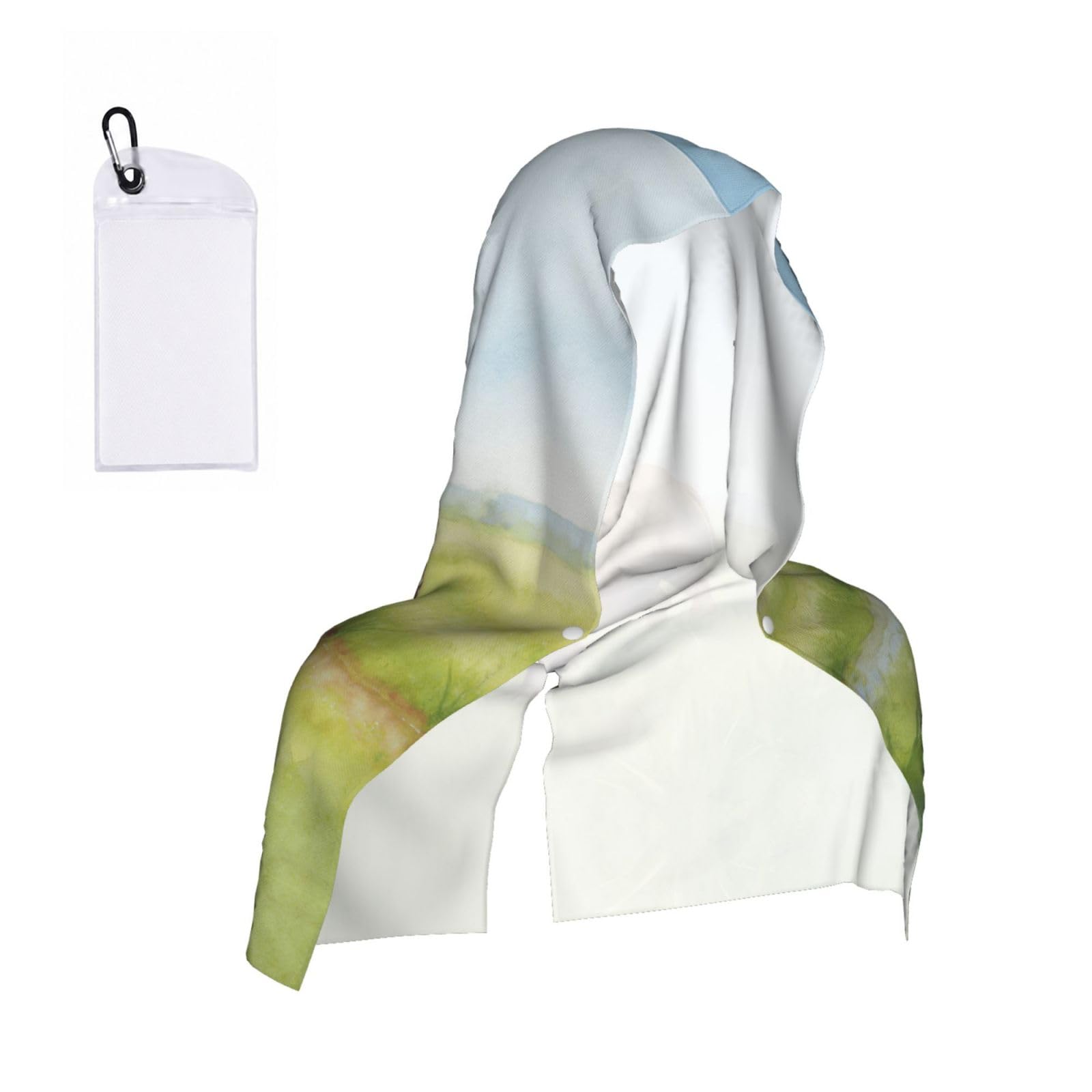 CNTDBU Watercolor Bison Prairie Cooling Towel Hooded-Instant Chill Neck Cover for Sports, UV Cooling Rag for Running Gym