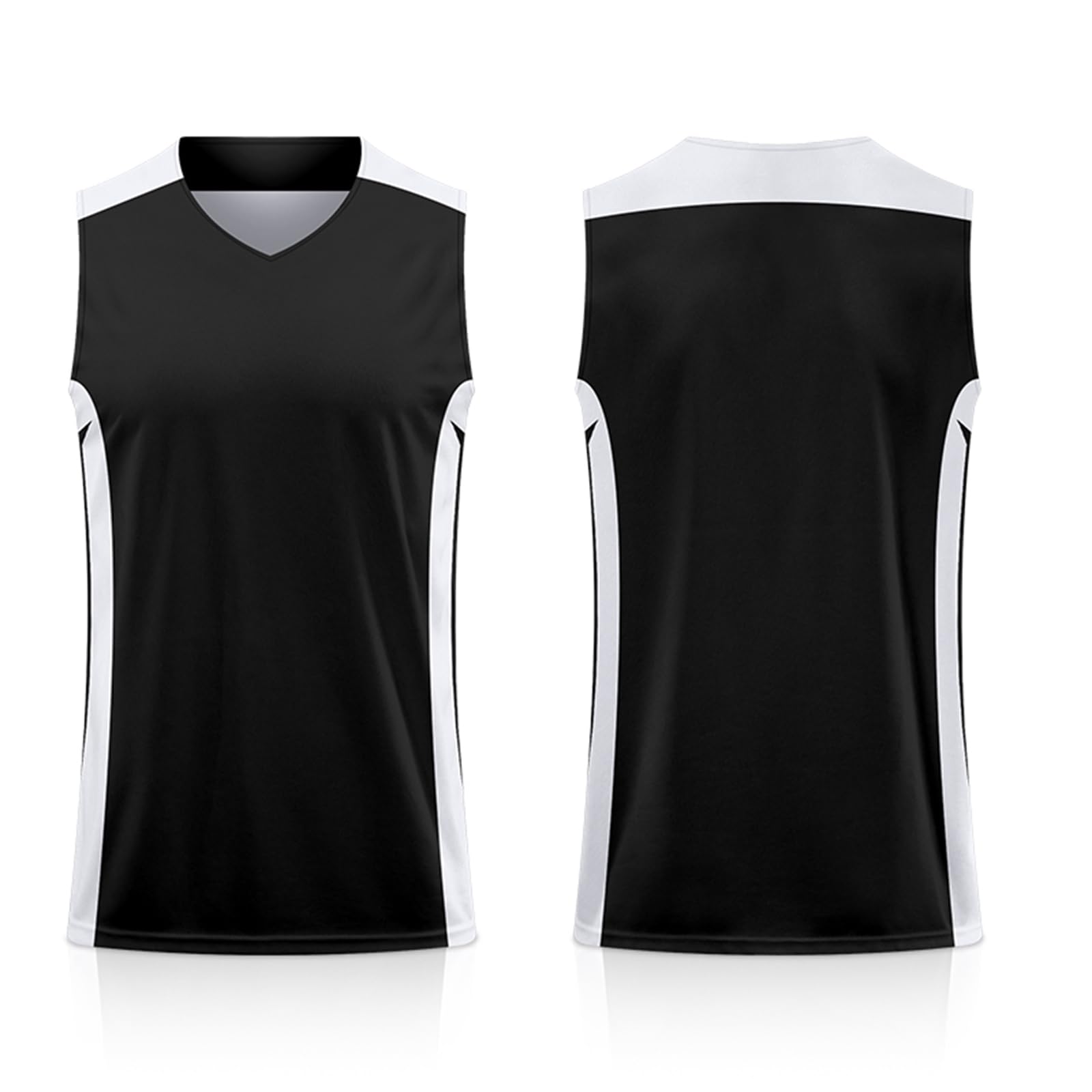 STLTYYP Reversible Basketball Jersey Team Athletic Scrimmage Mesh Blank Sports Uniforms M-2XL(XL, Black/White)