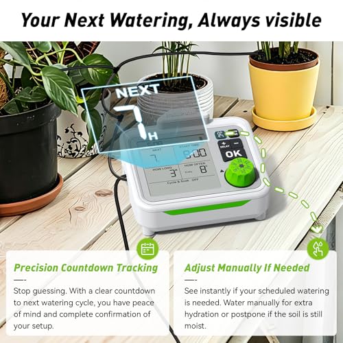 RAINPOINT Large Display Automatic Plant Waterer Indoor for Pot Plant,Cycle & Soak Mode Vacation Self Watering Drip Irrigation System Device Kit - image 3