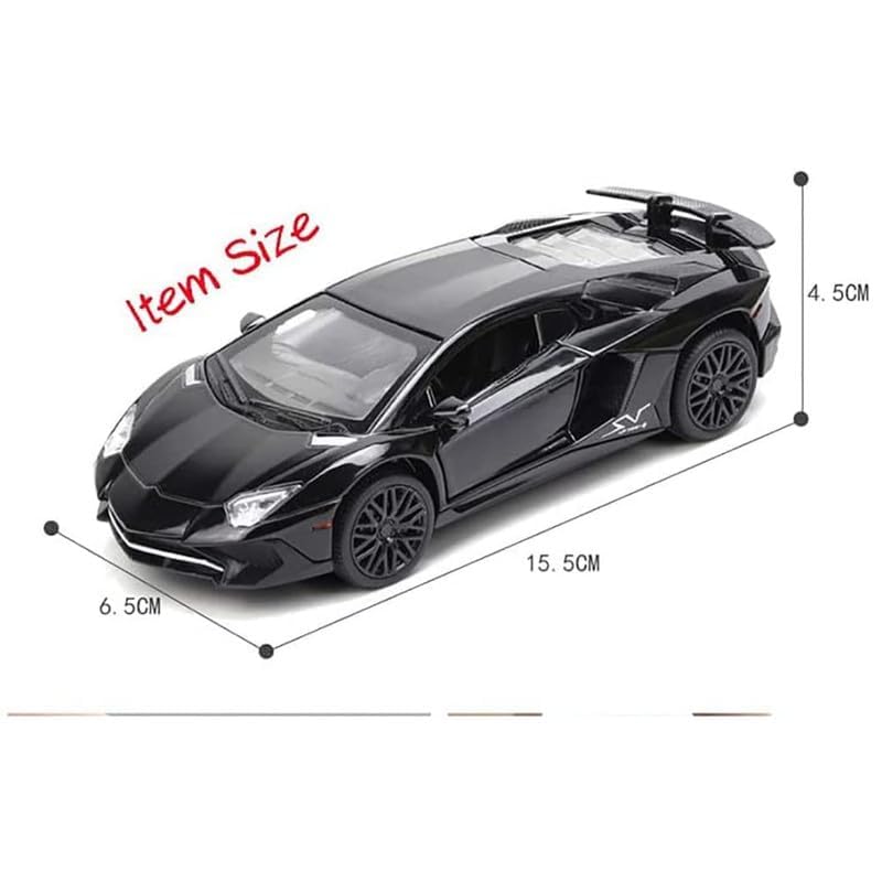 Image of Kids Model 1:32 LP750 Die Cast Metal Car Pull Back Action Opening Doors with Realistic Engine Sound Lights Toy Car Gift for Boys - Black
