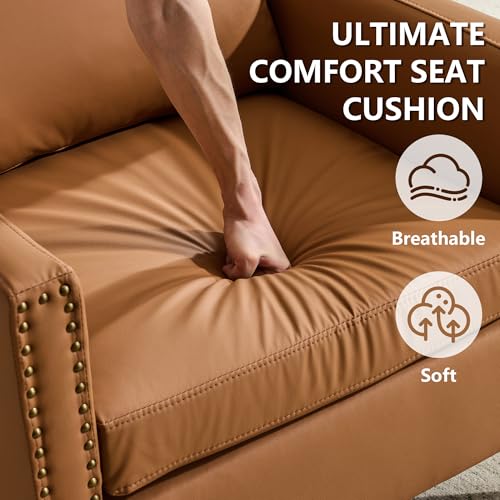 Sillón moderno piel sintética color marrón miniatura 7
