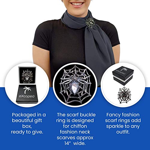 Image of Scarf Ring Spider Gifts for Women, Diamante Neck Scarf Jewelry Clip Accessory in Gift Box, Dress Shawl Pin, Rhinestone Brooch Jewelry, Fashion Clips for Clothing, Neckerchief Buckle Ring