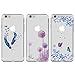 Produktbild Handyhülle für iPhone 6 Case iPhone 6S Cover Hülle Silikon Tasche TPU Cover Schutzhülle [3 Stück] Handytasche Handycover Rückhülle in Purpurroter Löwenzahn, Schmetterlinge Blumen, blaue Federn