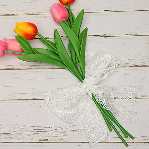 Vgoodall 3 Inch White Lace Ribbon, 10 Yards Wide Stretchy Lace Trim Elastic Floral Lace For Bridal Wedding Decoration Gift Wrapping Diy Sewing Craft Hair Bow Making #TOP4