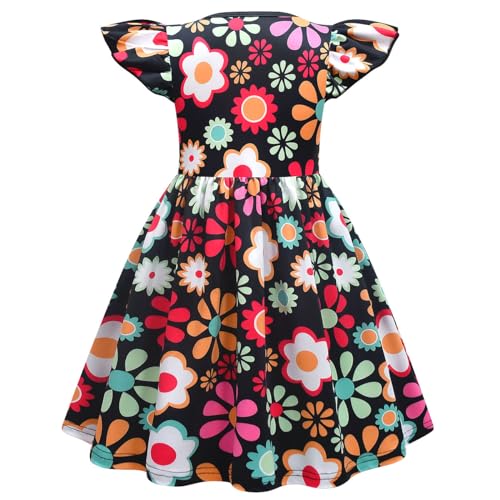 Hippiie 60s 70s Floral Flutter Sleeve Party Dress Outfits for Girls2