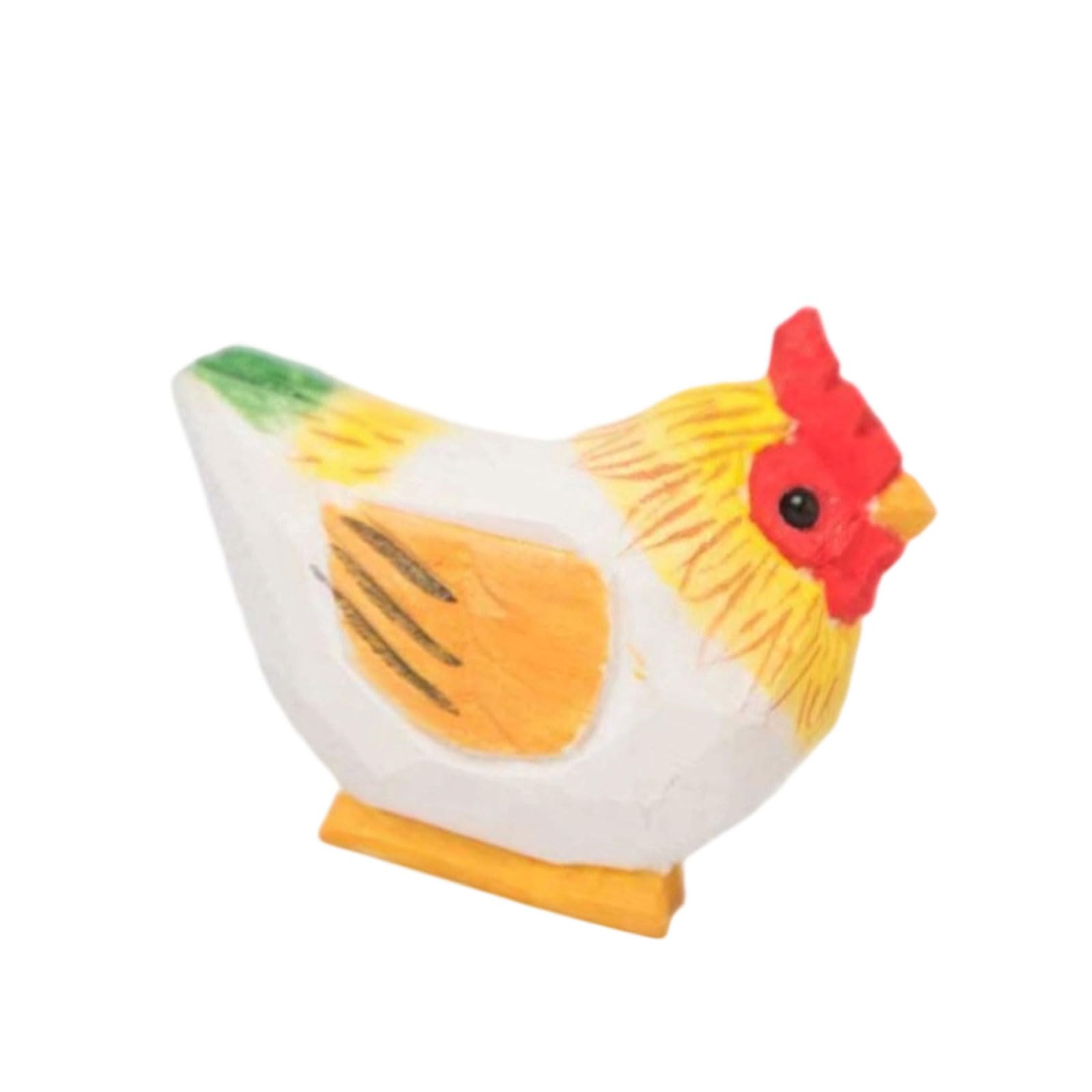 TRQQWPM Hand Carved Hen Figurines Miniature Wood Chicken Statues Carved Small Animal Sculpture Table Ornament for Home Decors Animal Sculptures