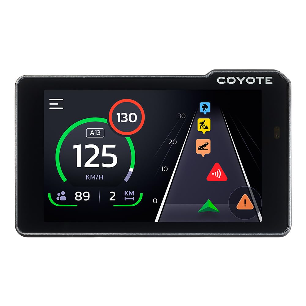 Coyote Max (France) – Assistant d'Aide à la Conduite - Assistant Vocal et Écran Tactile 4''- Avertisseur Dépassement Vitesse - Contrôles, Dangers, Trafic et Perturbations en Temps Réel - Bluetooth
