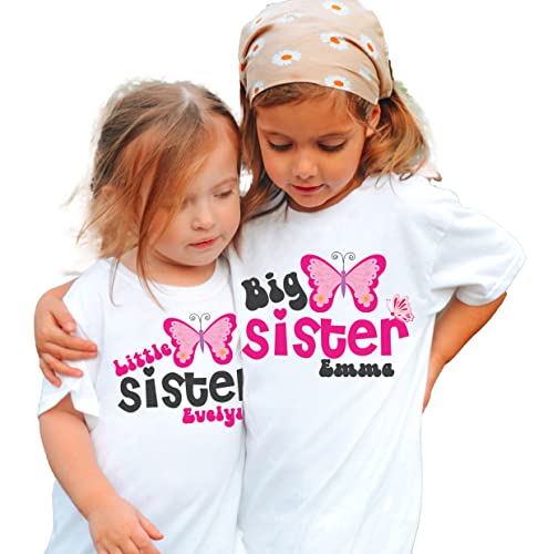 Personalized Big Sister Middle Sister Little Sister Shirt Set of 3 Butterfly T-shirts2