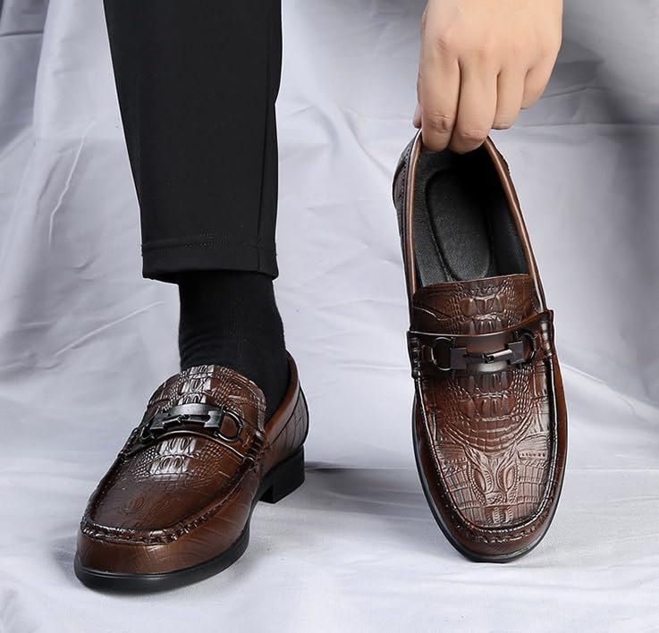 Men's Leather Oxford Dress Shoes Formal Wedding Business Casual Wingtip Brogue Comfortable Slip-On Loafers2