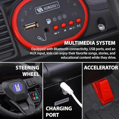 Image of Wishmaster 4X4 Battery Operated Ride-On Jeep for Kids | Dual Motor, LED Lights, Music System, Remote Control | Electric Jeep for Boys & Girls | 4 Motor Jeep (2-8 Years), Black