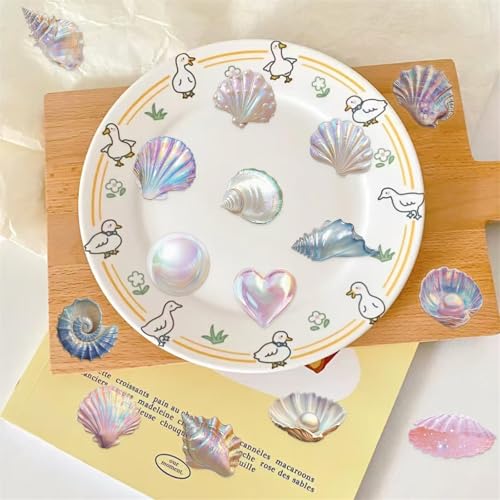 Image of 50PCS Sea Shell Stickers Aesthetic PET Conch Stickers Clamshell Pearls Decal Waterproof Decorative Decals for Scrapbook DIY Crafts Album Bullet Journal Planner Water Bottles Laptop Phone (Conch)