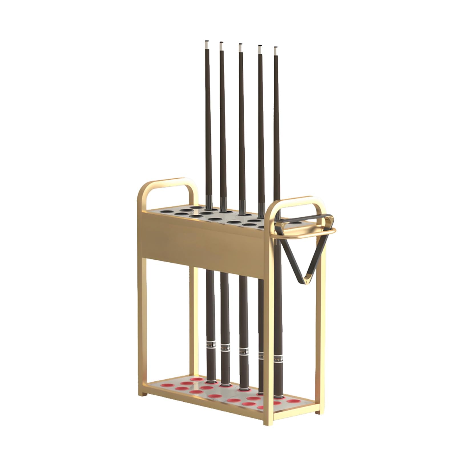 ZFUCMAYL Billiards Pool Stick Holder,Display Floor Cue Storage,Iron Billiard Racks,with 18 Slots,Space-saving(Gold)