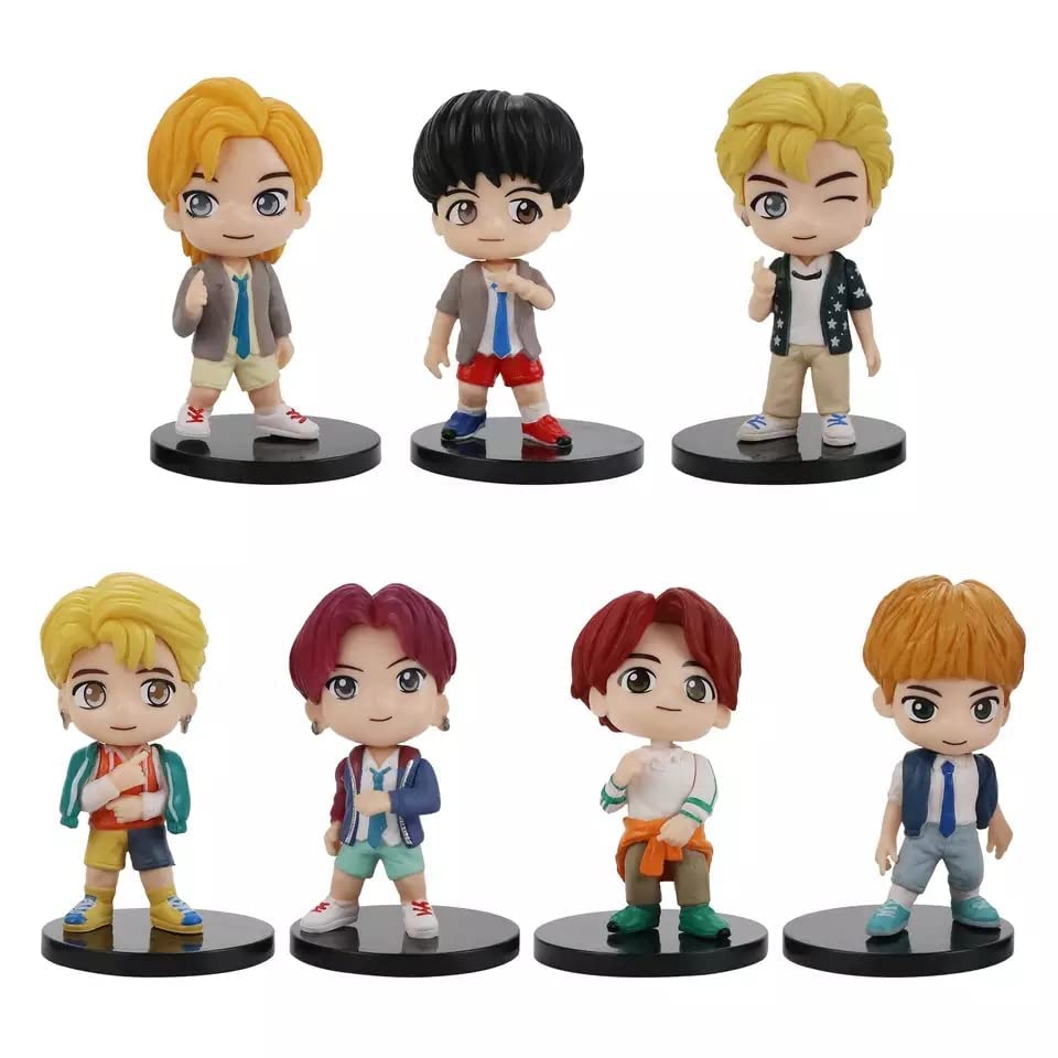 Happy GiftMart Set of 7 Kpop BTS POP Rocks Edition Cake Topper Decoration Merchandise Showpiece for BTS Army to Keep in Office Desk Table Gift Kpop Lovers Toys Multicolor (Design 4)