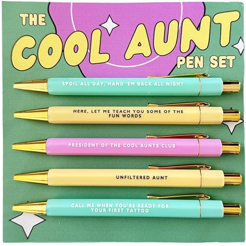 virsomier 5-Count Funny Cool Aunt Pens, Personalized Pen with Hilarious Quotes, Hilarious Daily Use...