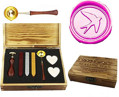 Kit de cachet cire vintage hirondelle avec cuillère et bougie