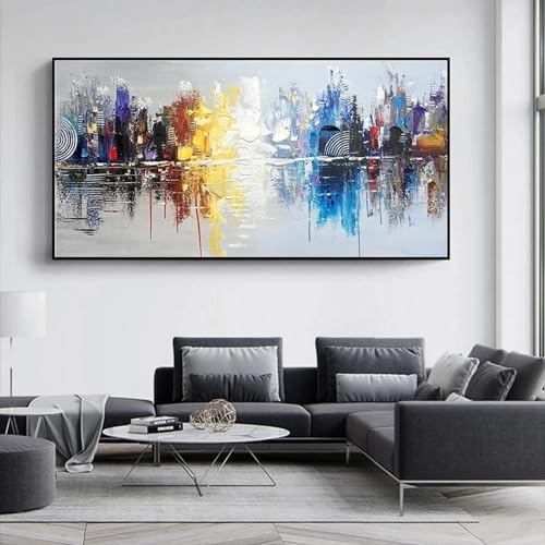 Graffiti abstrait peinture sur toile grand format pour réveiller un mur blanc de salon - 4