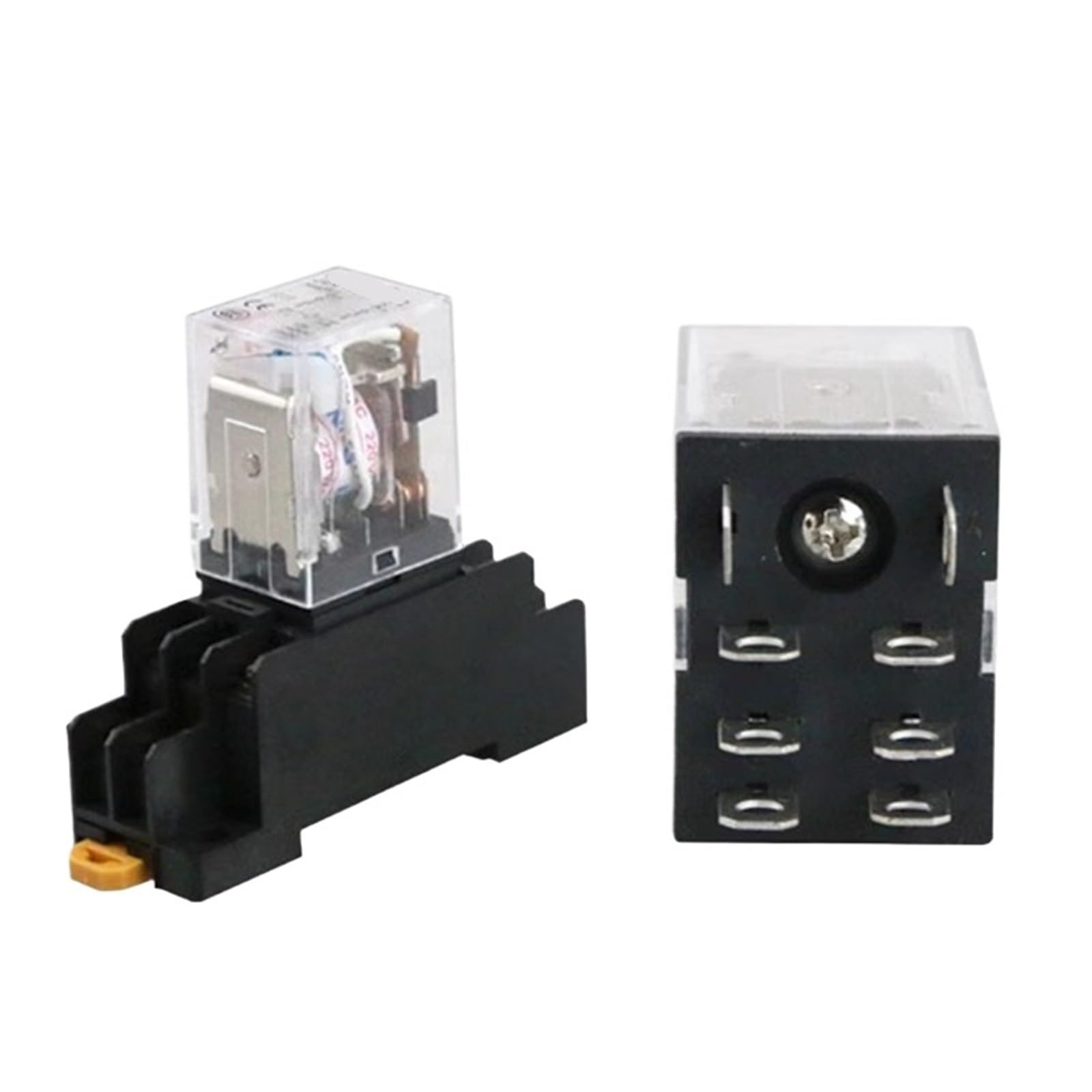 Relé de potencia de bobina HH62P de 5 piezas LY2NJ, relé miniatura de 8 pines con base de zócalo, CC 12 V, CC 24 V, CA 110 V, CA 220 V, 10 A(DC (5Pcs),110V With Base)