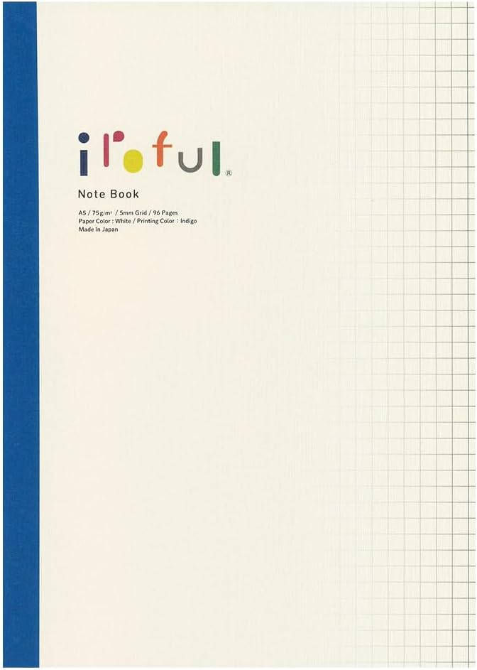 SAKAEテクニカルペーパーiroful 75 GSM Notebook, 8.27" x 5.85", 96 Pages, 5mm Squared, White, 1 Pack (PI-A5NB-HW)