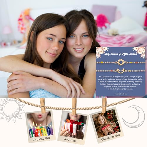 Image of LINY Matching Sisters Bracelets for 2, Big SIster and Lit SIster Bracelet Gifts for Sisters Birthday Christmas Gift