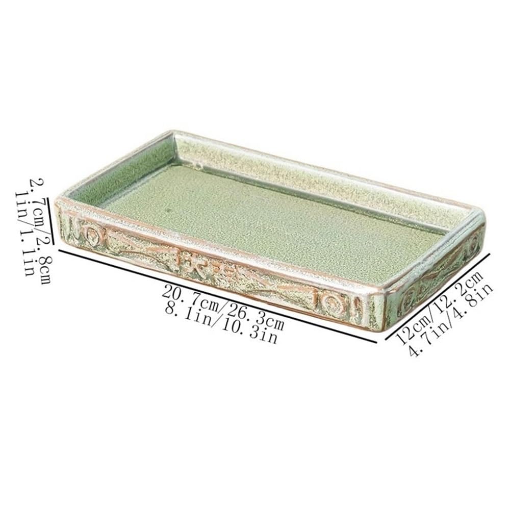 Versatile Vassoi sottovaso in Ceramica con piattino da Giardino for Piante rettangolari(Piccolo)