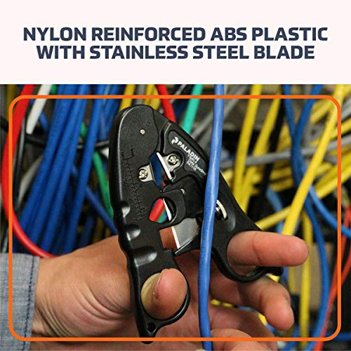 Image of Paladin Tools PA1116 Network Cable Cutter and Wire Stripper Tool | POE Ethernet CAT3 CAT5 CAT5E CAT6 (Professional Grade)