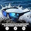KISDATE OPTICS Dynamic Polarized Sunglasses for Men, Rectangle Scratch/Saltwater Resistant/Oleophobic Lens with Outdoor UV400 Protection, Full Wrap Around Soft Sport Frame, Grey & Ocean #2